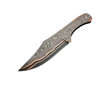 Couteau de chasse en acier Damas cuivré de qualité supérieure, lame fixe OEM Drop Point de 5,9 pouces, manche en bois, garantie 1 an