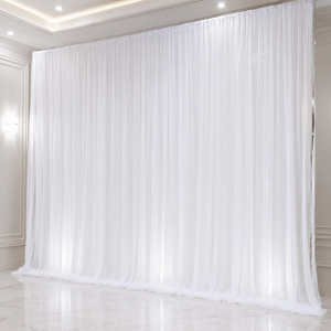 Custom Soft Chiffon <b>Backdrop</b> Curtain for Wedding Stage Event Rental Pipe and Drape Decoration Supplier - Product Image 1