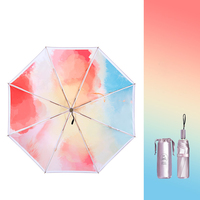 Parapluie de protection UV enduit d'argent de titane double couche de tissu imprimé personnalisé ouvert manuel de taille moyenne pour le voyage