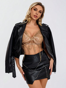Sexy Hot Sequin <strong>Gold</strong> Chainmail Tassel Chest <strong>Top</strong> <strong>Chain</strong> Cutout Jewelry Bikini Bra Body <strong>Chain</strong> for Women - Product Image 4
