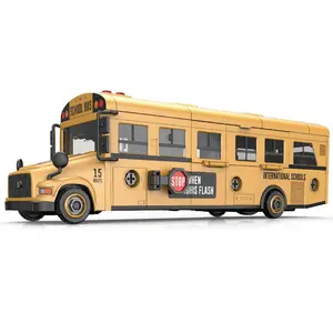 Friction Toy Vehicle Boys Diy Disassembly Inertial Toy Car School Bus Model Friction Yellow Public Bus Toy