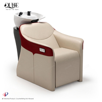 Équipement de salon de coiffure : Lit de lavage de cheveux avec cuvette en céramique, station de lavage moderne, fauteuil de lavage électrique