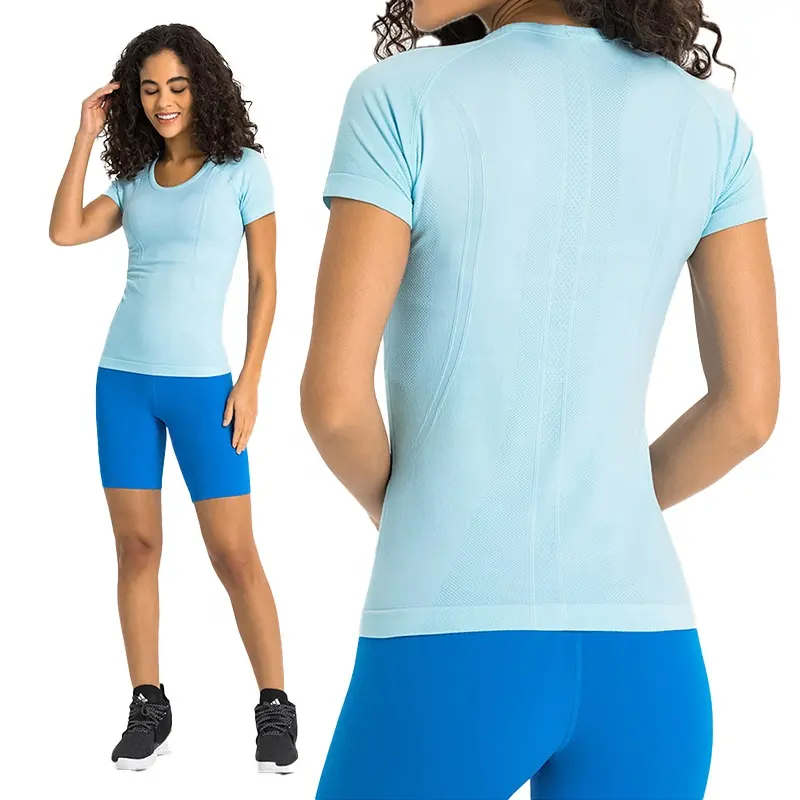 Lulu S2067 Lulu Women Basic T-shirt Crew Neck Slim Fit Breathable Sports T-shirt Gym Fitness Yoga Active Wear