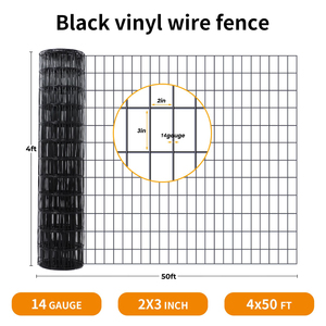 1.9mm 2x3inch <b>Mesh</b> Black PVC Coated Welded <b>Wire</b> <b>Mesh</b> 48INCHX50FT 4x50ft Roll for Dog Chicken Cage Making 14GA - Product Image 2