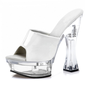 Zapatillas de Tacón Alto con Plataforma y Tacón Grueso Transparente de Cristal de 14 cm Nianzheni Exotic, Zapatos de Baile Exóticos Demonias de 5 Pulgadas - Product Image 3