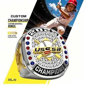 Anillo de Campeonato de Béisbol Juvenil USSSA Personalizado, Anillo de Campeón Deportivo Personalizado para Hombres y Niños, Premio para Ganadores de Torneos - Product Image 1