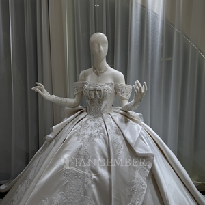 Robe de mariée élégante ivoire Lsoy056 avec broderie baroque, corset, robe de bal, traîne en satin et gants pour cérémonie religieuse Jancember - Product Image 2