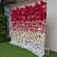 Mur de fleurs de mariage lisse 3D 5D enroulable blanc rose rose arrangement floral toile de fond murale pour la saint-valentin pas cher
