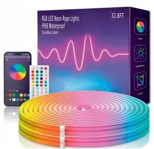 Dải đèn LED Neon RGB 24 phím điều khiển thông minh, sử dụng trong nhà, đèn ngủ PVC, đèn quảng cáo bảng hiệu, điều khiển từ xa 5V - Product Image 1