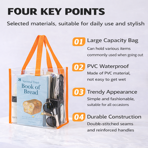 Fabricants de sacs de shopping, sac de plage imperméable, sac en plastique transparent personnalisé, sacs en PVC transparents avec logo imprimé/chenille/brodé - Product Image 5