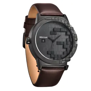 BENYAR นาฬิกาสายหนัง5117M 3D,นาฬิกาอะนาล็อกสำหรับวัยรุ่นช้อปปิ้งออนไลน์นาฬิกา Unisex