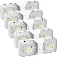 RVGUARD 12V LED Plafonnier double dôme 5 pièces |   Luminosité réglable, fonction mémoire, blanc froid 6500K pour camping-car, caravane