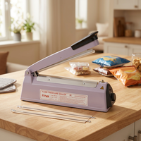 Scelleuse thermique à impulsion R-PACK et machine de découpe de sacs robuste avec barre de scellage et 2 barres de rechange supplémentaires (violet 8 pouces)