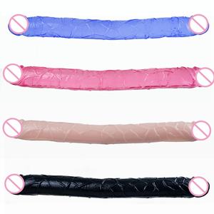 Vibrador de Doble Cabeza con Pene Artificial de Silicona y TPE Personalizado para Lesbianas, Consoladores Grandes de 14.96 Pulgadas para Mujeres, Enormes y Realistas - Product Image 1