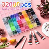 Kit de strass à dos plat 3 mm, 40 compartiments, couleurs bonbon, multi-usages, avec colle pour le nail art DIY et la décoration artisanale