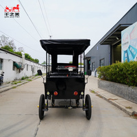 Charrette de transport de chevaux noire pour le tourisme, chariot à 4 roues pour poney, chariot de tourisme extérieur, chariot à vendre