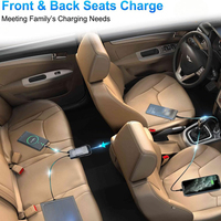 Chargeur de voiture QC3.0 4 ports USB avec câble d'extension, charge rapide multi-ports, chargeur allume-cigare pour passagers avant et arrière