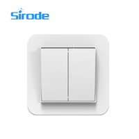 Sirode série 9223 norme européenne conception moderne sûre et durable plaque PC couleur blanche interrupteur mural 2 gangs 1 voie pour résidentiel