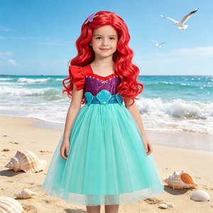 Disfraz de Sirena <span class=keywords><strong>Ariel</strong></span> para Halloween y Carnaval, Vestido de Fiesta para Niñas, con Mangas Abullonadas, Tul Elegante, para Cumpleaños, Princesa - Product Image 5