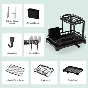 Estante de almacenamiento de platos de Metal para el hogar transfronterizo, <span class=keywords><strong>escurridor</strong></span> de platos y cuencos de doble capa <span class=keywords><strong>con</strong></span> soporte para vajilla - Product Image 3