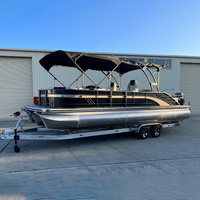 Bateau ponton avec moteur et remorque, bateau de pêche en aluminium de 27 pieds, 300 CV hors-bord, CE ISO, 8-15 personnes, sports nautiques