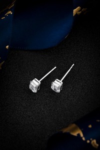 Elegant Stainless Steel Earring <b>Emerald</b>-Cut Rhinestone <b>Stud</b> Earrings Premium Sparkling Crystal Jewelry for Women - Product Image 4