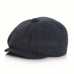 Gorro de lona con estampado de rayas para niños, estilo Ivy, para otoño e invierno, gorra de niño para un look moderno y cálido. - Product Image 3