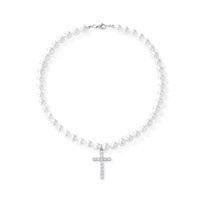 Collier de perles Hip Hop Choker Fashion Jewelry Femmes Hommes Croix Pendentif Collier