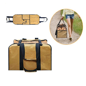 Firewood Storage <b>Bag</b> <b>Foldable</b> Rectangle Khaki Brown Military Green Outdoor Trip Use Compression Type Tote <b>Bag</b> - Product Image 3