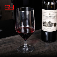 Vente en gros de gobelets à vin rouge élégants et luxueux de 315 ml en verre sodocalcique transparent, à long pied, faits à la main, écologiques, pour mariage, fête, restaurant