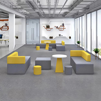 Conjunto de Sofá Esquinero Modular de Cuero Moderno, Elegante, Extensible y Convertible, para Hospital, Oficina, Sala de Estar, Hotel, Salón, en Tela