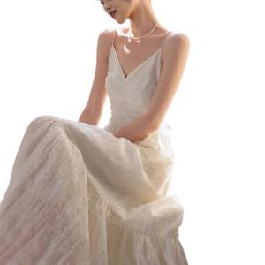 Vestido Maxi Bodycon Blanco para Mujer con Cuello en V y Manga Linterna, Transpirable, Cintura Natural, Estilo Verano, Tallas Grandes, Patrón Geométrico y Abalorios - Product Image 5