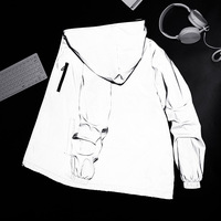 Veste Réfléchissante à Capuche Lumineuse la Nuit avec Logo Personnalisé Taille Euro pour Hommes et Femmes, Manteau de Cyclisme et de Course à Fermeture Éclair