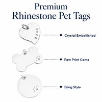 Strass-Haustier-ID-Anhänger aus Edelstahl, Herz, Knochen, rund, lasergraviert, Kristall-Bling-Halsband für Hund und Katze, individuell anpassbar, DIY-Namensschild, kostenlose Probe