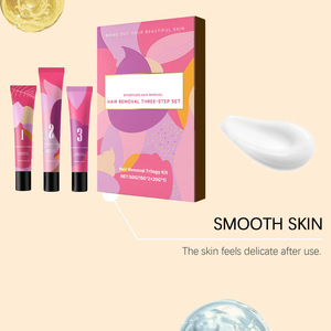 Kit d'épilation du <span class=keywords><strong>visage</strong></span> en trois étapes avec ingrédients chimiques, crème et lotion dépilatoire sans effort pour femmes - Product Image 3