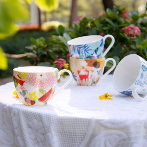 แก้วมัคกระดูกจีนลายสัตว์ - แก้วกาแฟนมสไตล์ชนบทสำหรับใช้ในบ้าน - Product Image 2