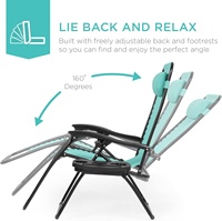 Chaise longue pliable zéro gravité en acier grillagé pour extérieur avec oreillers et porte-gobelets – Menthe pour salle à manger et cuisine