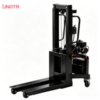 Chariot élévateur électrique portable en promotion, capacité de charge 300 kg, hauteur de levage 1,6 m, mât bi-étages, batterie au plomb-acide