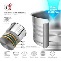 Ensemble de casseroles et poêles en acier inoxydable de forme droite, personnalisable par l'usine OEM, avec couvercle en verre plat