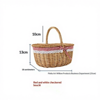 Picknickmand van roze rotan met deksel, enkelvoudige handgreep, voor fruit & groenten, buiten, grote, middelgrote en kleine maten