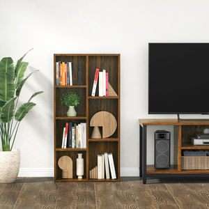 현대 미니멀리스트 소박한 다크 브라운 책장 MDF 패널 홈 오피스 체육관 주방 욕실 아파트 보관을위한 DIY 실내 책장 - Product Image 5