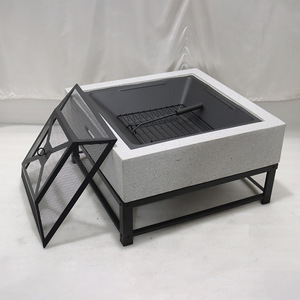Multifunctional Fire Pit Charcoal <b>Grill</b> With <b>Mesh</b> Lid Outdoor BBQ Heater 76x76x27cm Windproof Rustproof Design - Product Image 1