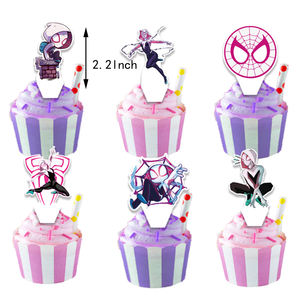 Décorations de fête d'anniversaire sur le thème de <span class=keywords><strong>Spider</strong></span>-<span class=keywords><strong>Man</strong></span> Gwen pour filles, bannière, décorations de gâteau, ballons, fournitures pour baby shower, jouets pour enfants - Product Image 5
