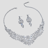 Ensemble collier et boucles d'oreilles en alliage de strass colorés de luxe, accessoires vintage pour robe de mariée et de bal