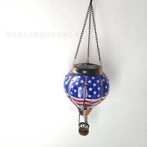 Solar Hot Air Balloon Lantern American Flag Design LED Outdoor <b>Decorative</b> Light Hanging Garden Decoration - Product Image 1