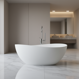Bañera Independiente de Resina de Piedra, Color Blanco Mate, Forma Irregular, Bañera de Lujo para Baño - Product Image 2