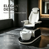 Fauteuil de pédicure et de massage de luxe moderne, fauteuil de spa pour les pieds, en cuir PU blanc et noir, inclinable avec porte-gobelet pour équipement de spa des ongles