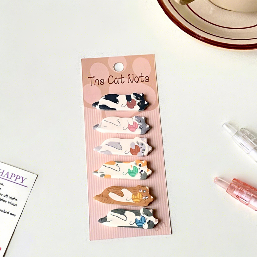Cute Cat Stock Cartoon Sticky Notes Self-Adhesive Index Tabs Marking ...