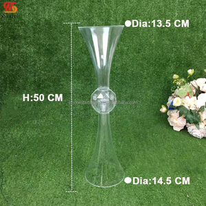 Mịn 50cm đôi đầu trumpet hình dạng rõ ràng Acrylic hoa bình hoa đám cưới hoa đứng trong suốt Trung tâm hiển thị - Product Image 3