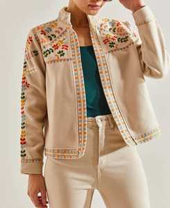 New Trending Handmade Autumn Winter Eco-Friendly Canvas Quilted <b>Jacket</b> Women Regular Suzani Embroidery <b>Kantha</b> Floral Button - Product Image 6